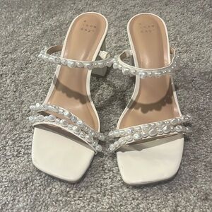 Pearl strappy block heels